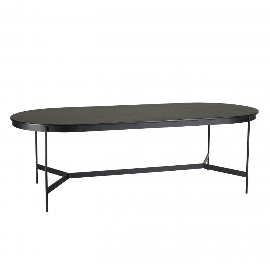 DALY - Table à manger ovale noire 240x104cm piètement métal