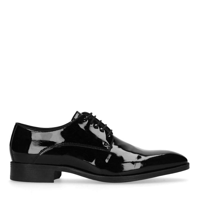 Manfield Zwarte lak leren veterschoenen