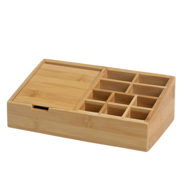 Organizer kosmetyczny z lusterkiem 25x13x8 cm brązowy