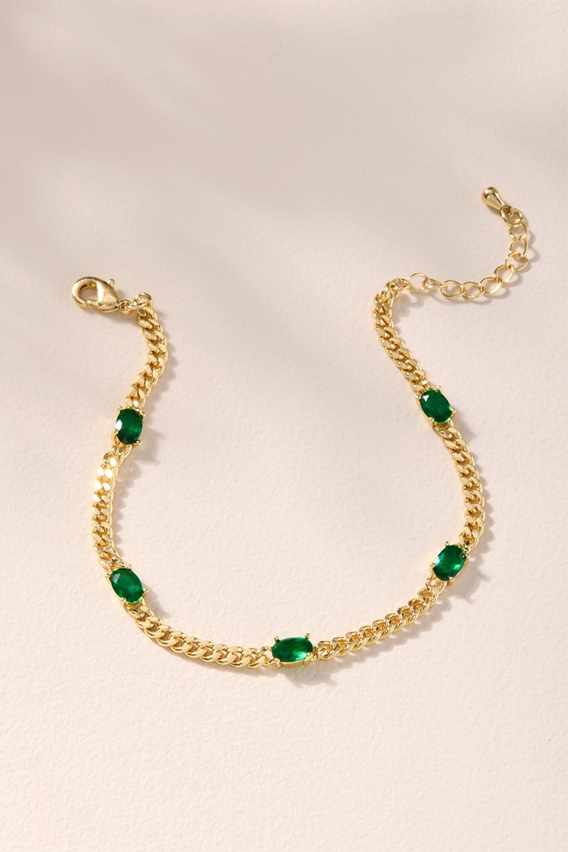 Tracy Emerald Station Chain Bracelet