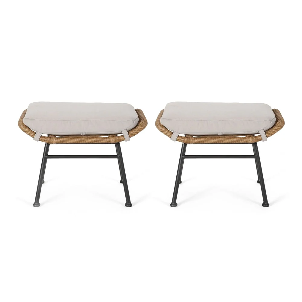 Montana Outdoor Modern Boho Wicker Ottoman (Set of 2) by Christopher Knight Home