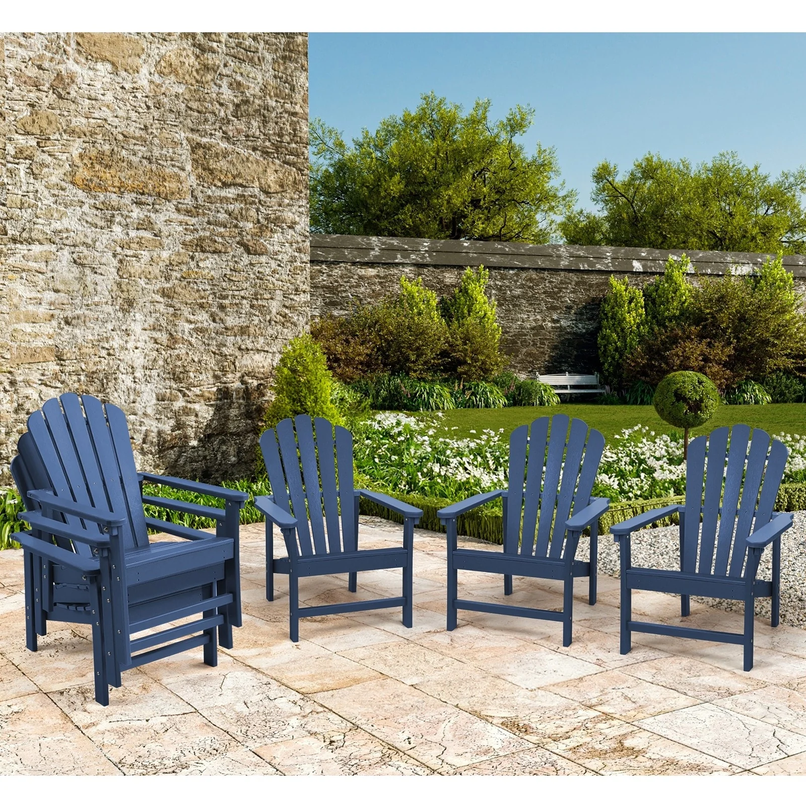 Vrakae 6 Pcs Patio HDPE All-Weather Stacking Adirondack Chair