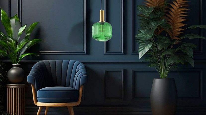 Lampa wisząca Cumbria szklana zielona