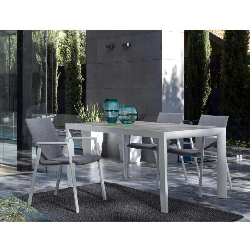 ODEON - Fauteuil de jardin aluminium blanc cassé