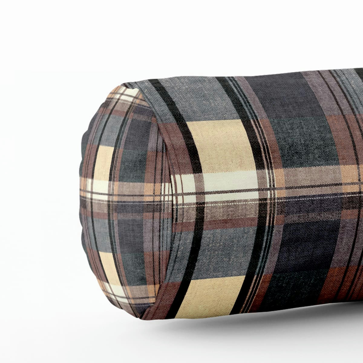 - Coussin traversin tartan polyester violet 40x15cm