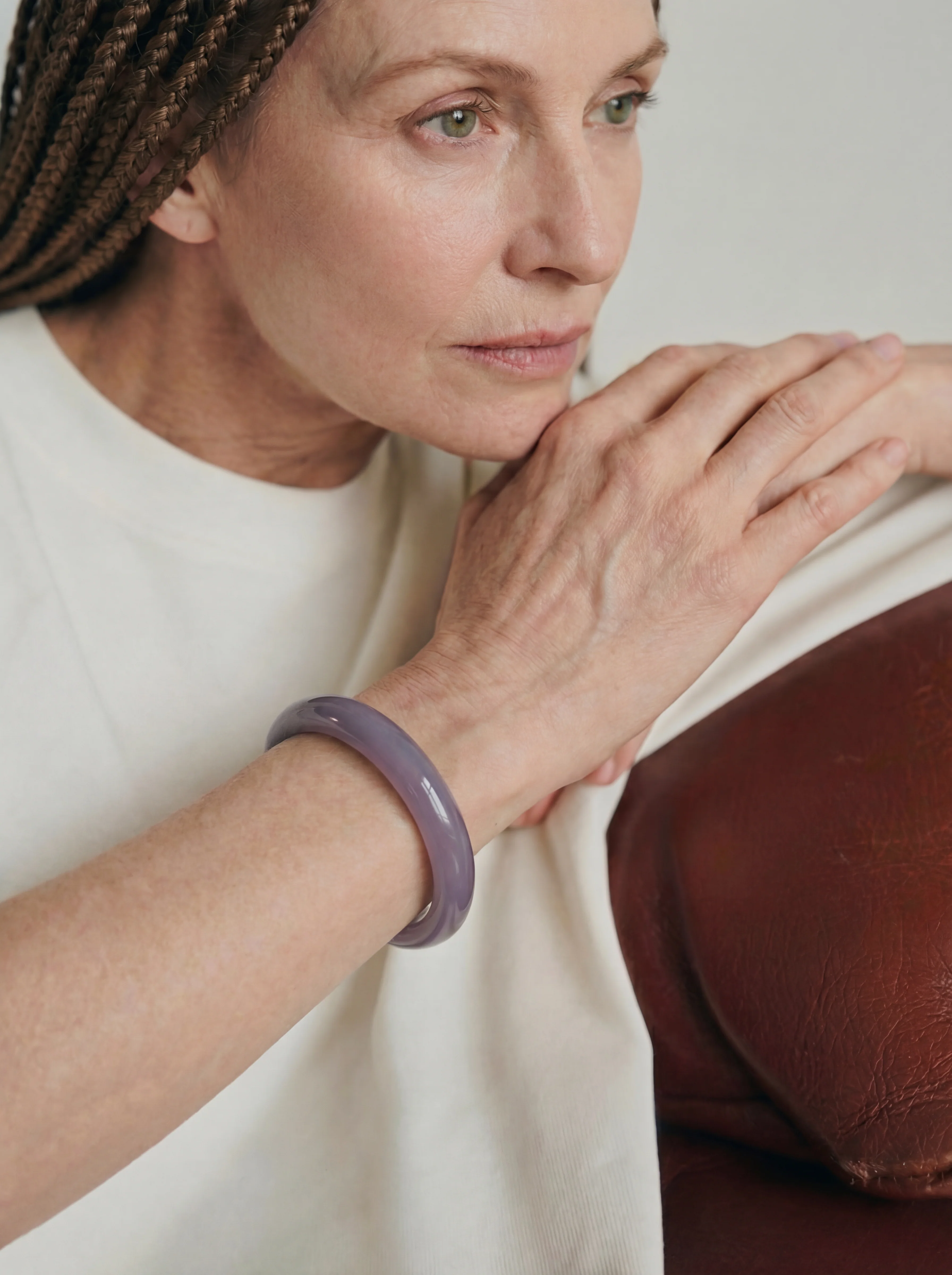 Moon — Purple Grey Jade Stone Bangle