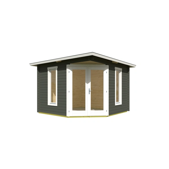 Gartenhaus »Karlskrona«, (BxHxT): 357,4 x 269,4 x 357,4 cm (Außenmaß), grüngrau/weiss