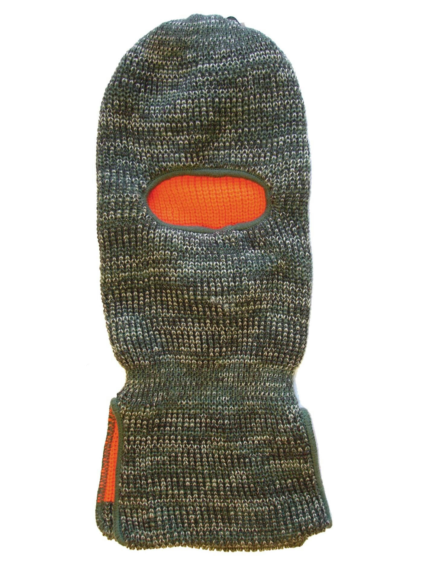 Reversible Knit Balaclava Hat with Face Mask for Hunting, One Size, Camo/Blaze Orange