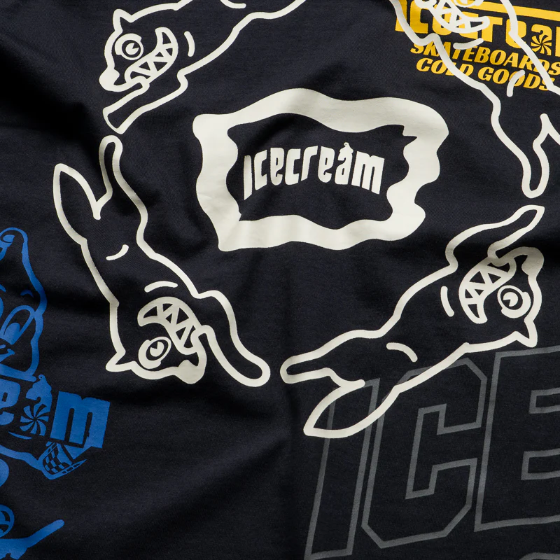 Ice Cream Overlay Knit Tee - Charcoal Art