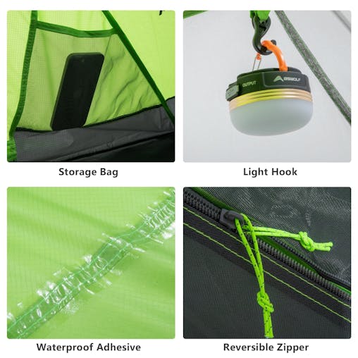NNEOBA 2-Person Double-Layer Camping Tent Waterproof BackpackingGreen