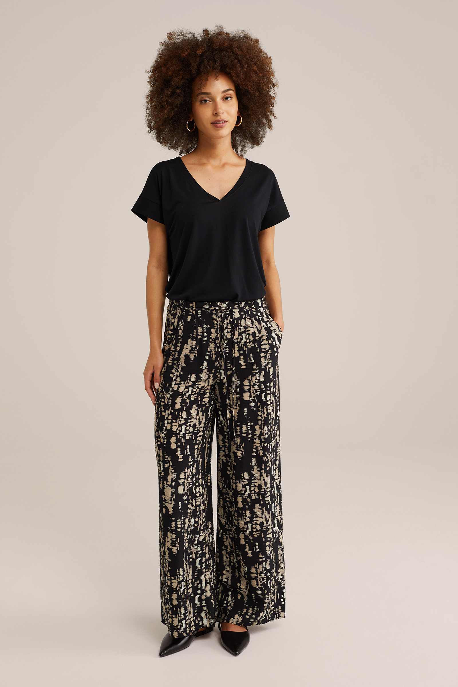 Dames wide leg pantalon met print