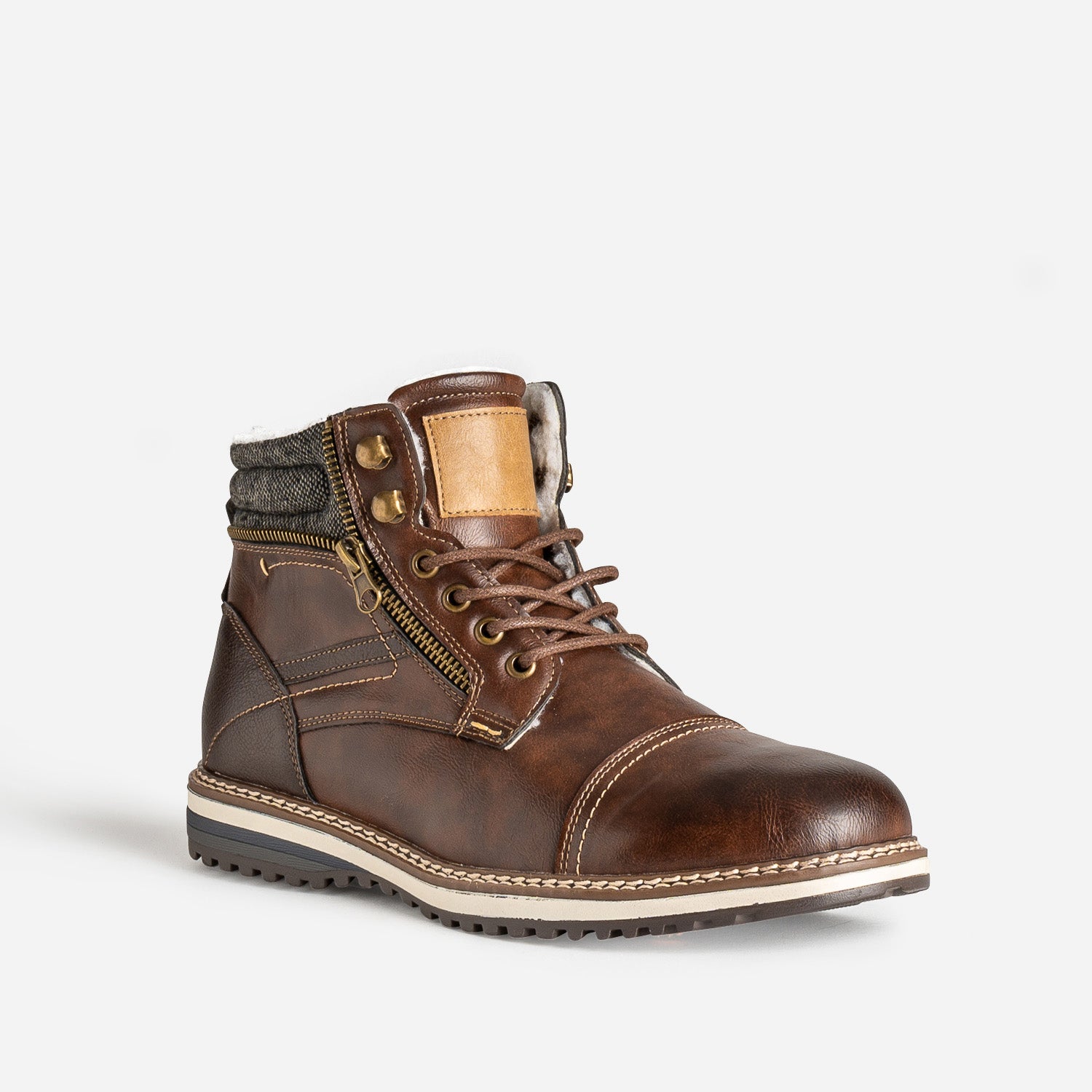 Boots à lacet marron fourré