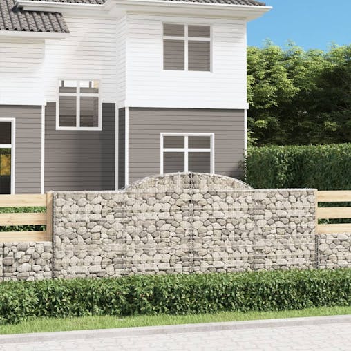 NNEVL Arched Gabion Baskets 4 pcs 300x50x120/140 cm Galvanised Iron