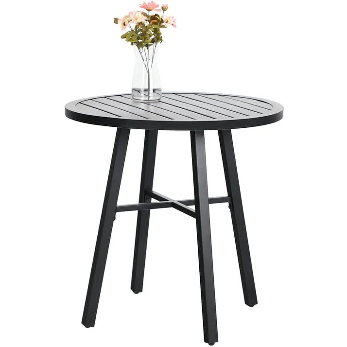 MAISON ARTS Outdoor Bistro Table Round Metal Patio Dining Table Small Side End Table Outdoor Furniture Table