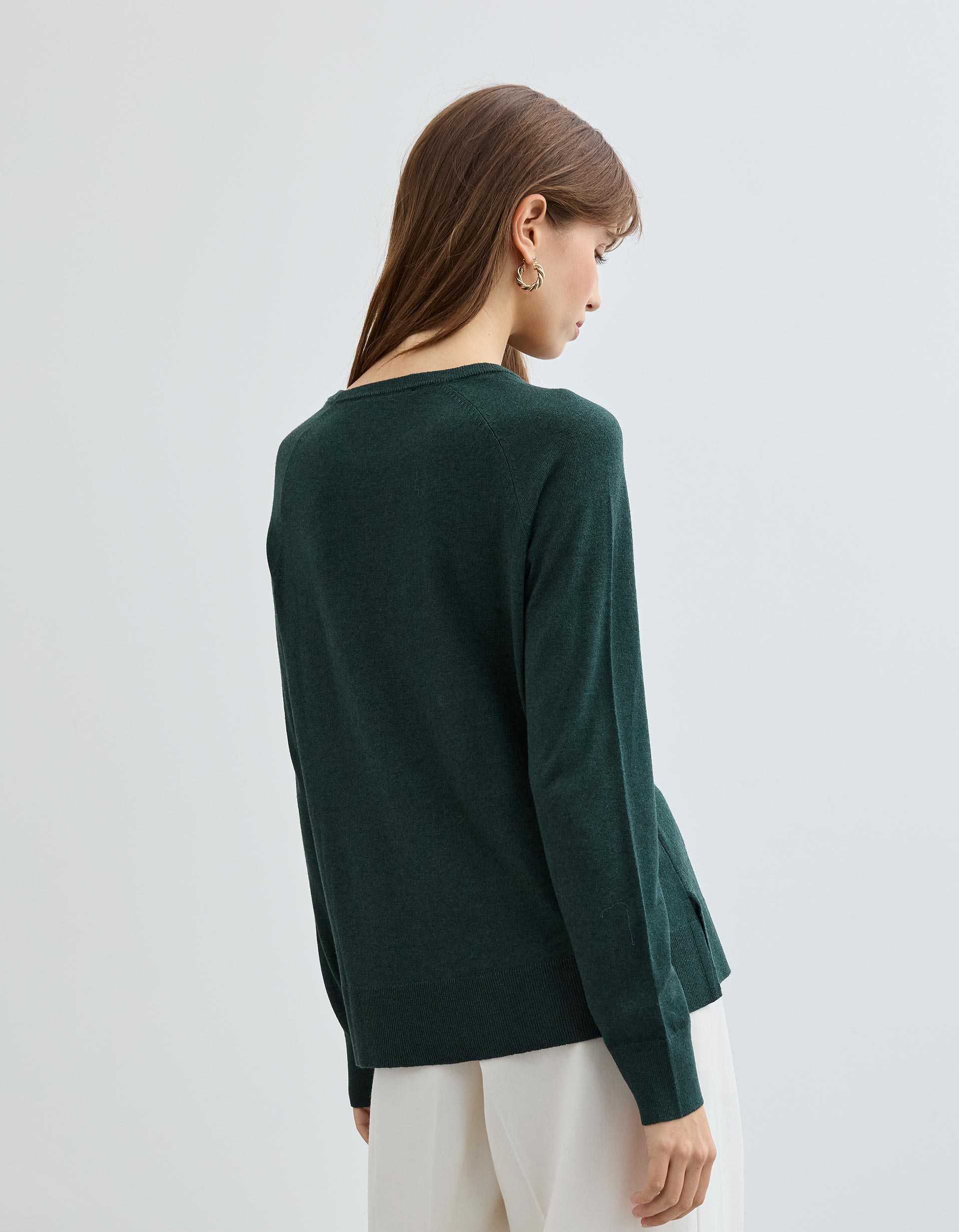 Camisola com Caxemira, Mulher, Verde Escuro