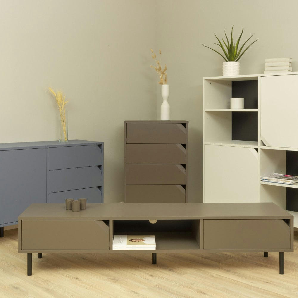 CORNER - Meuble TV 2 portes en bois L177cm marron