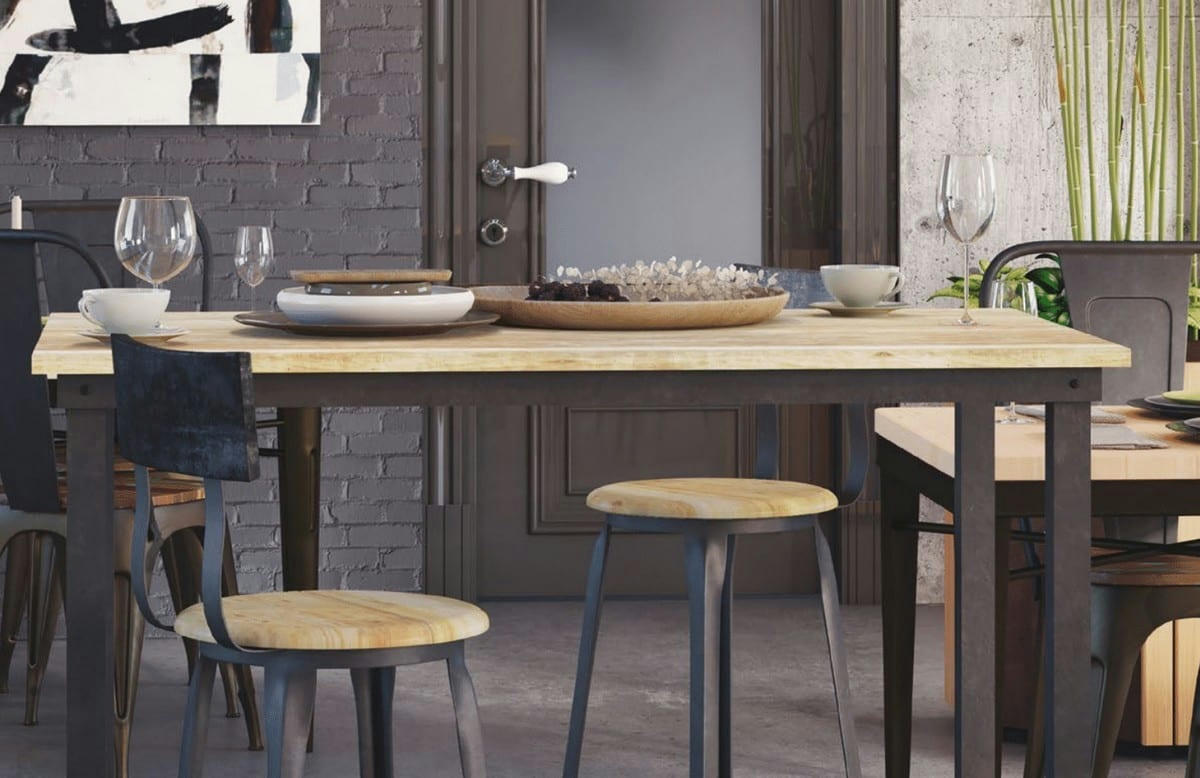 FORGE - Tabouret de bar bois et acier