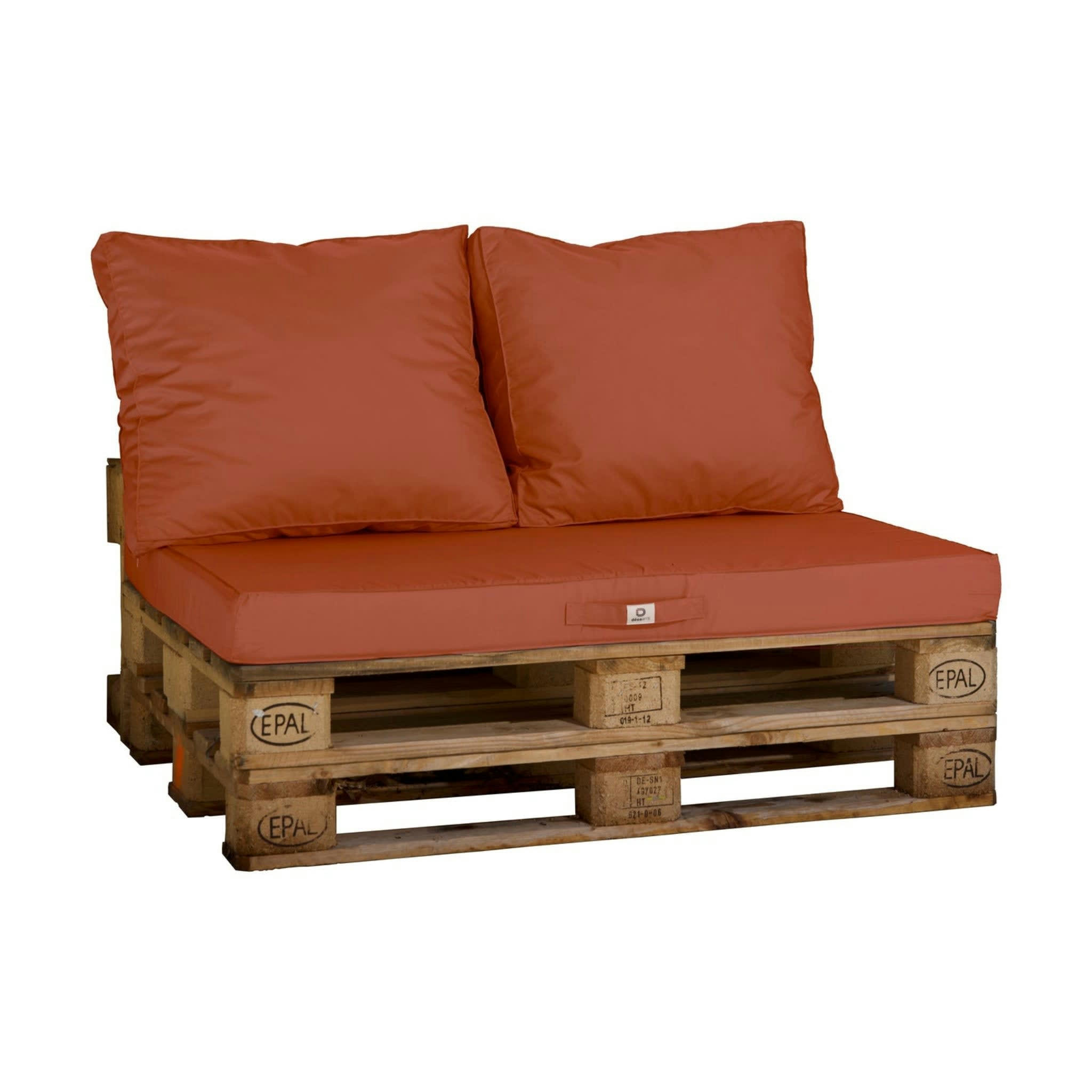 - Lot de 3 coussins pour palette déhoussables en polyester terracotta