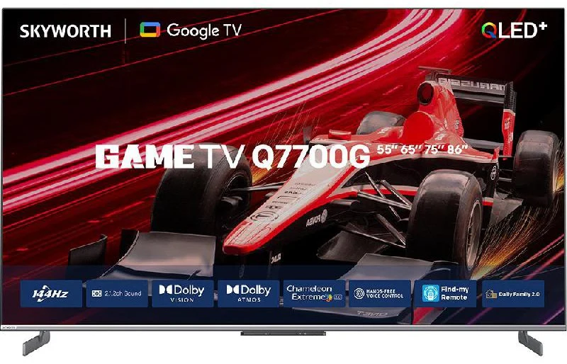 Skyworth LED TV 55Inch, Smart Google TV, QLED. 3HDMI & 2USB, 144Hz, HDR10+