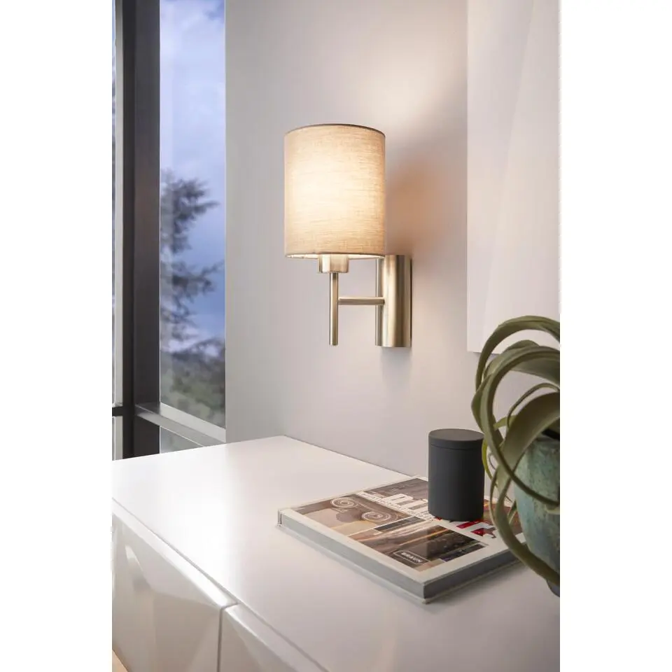 EGLOPasteri-Wandlamp-1Lichts-Nikkel-Mat-Taupe