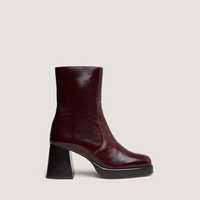 Bottines à plateformesen cuir brillant marron foncé | BRIGAND