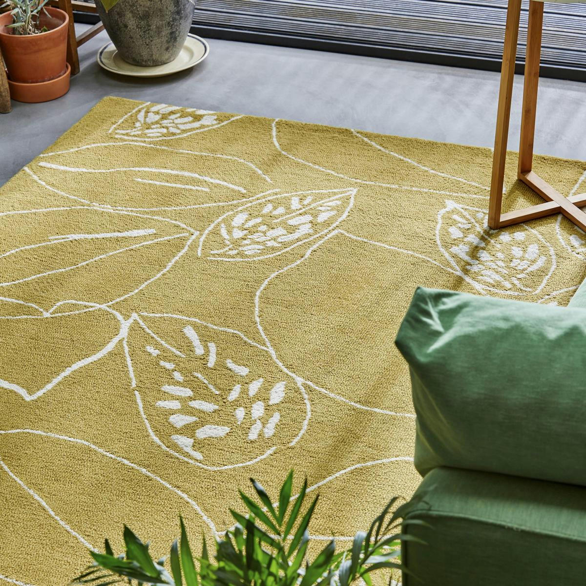 HEFOL - Tapis salon jaune 120x180