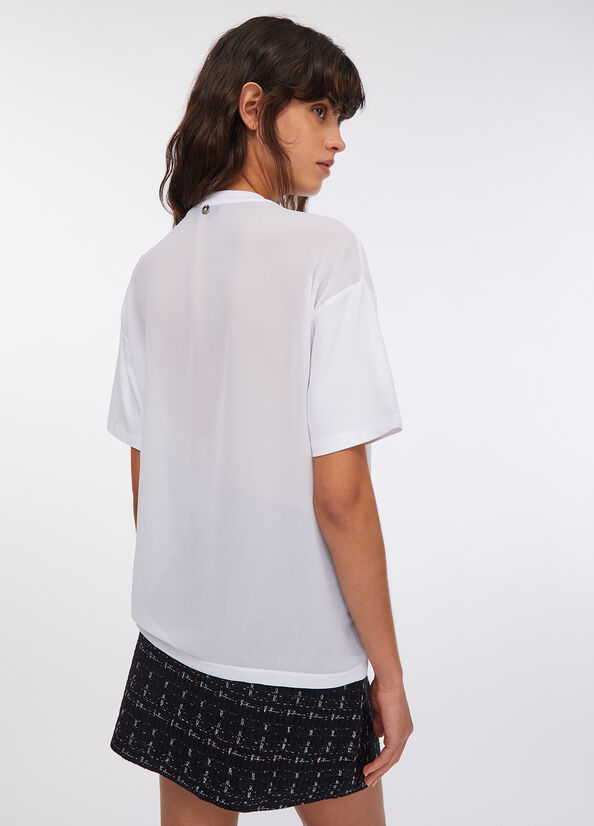 T-shirt con perle e strass