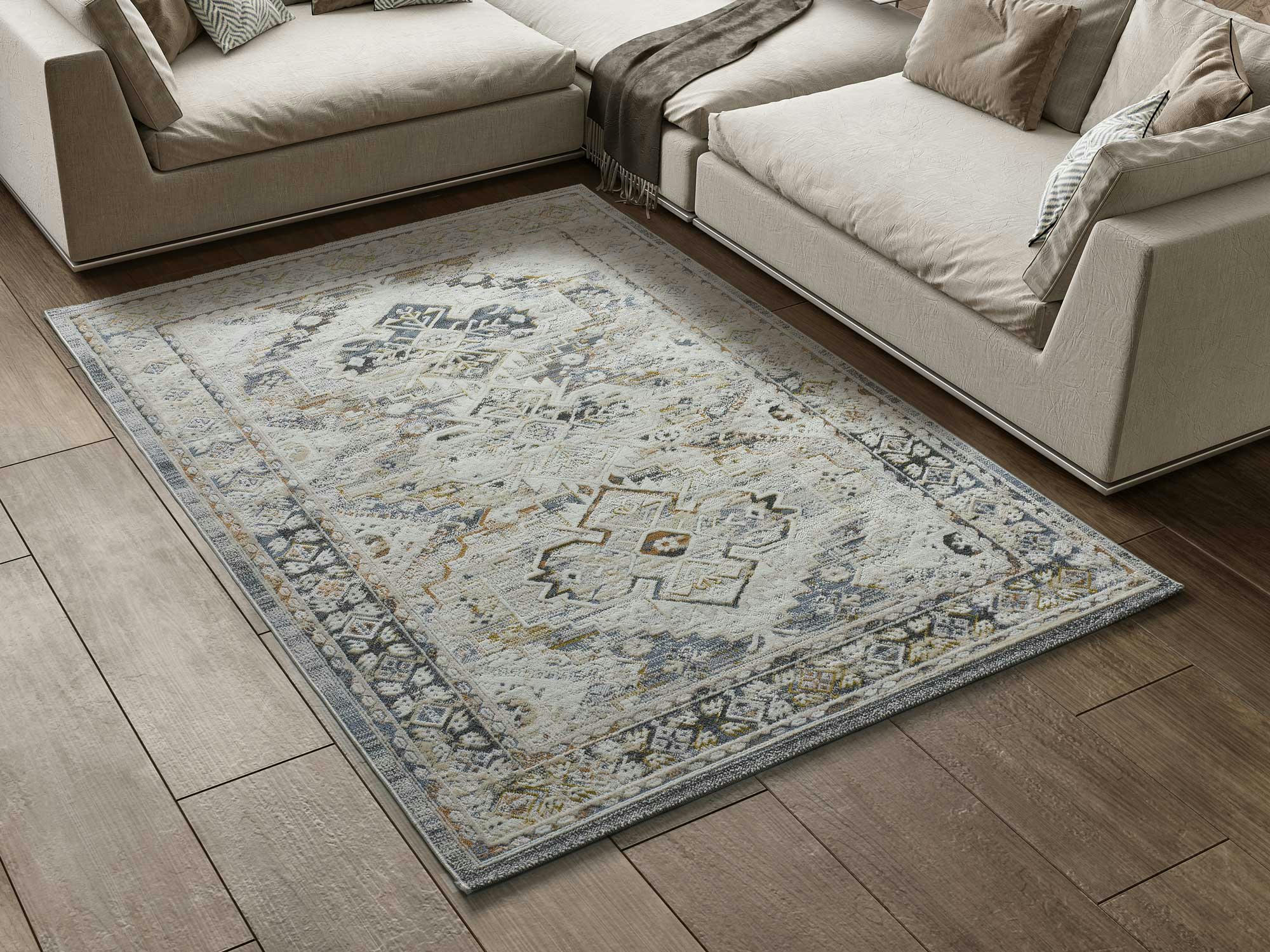 SPRINGS - Tapis de style vintage multicolore, 134X200 cm