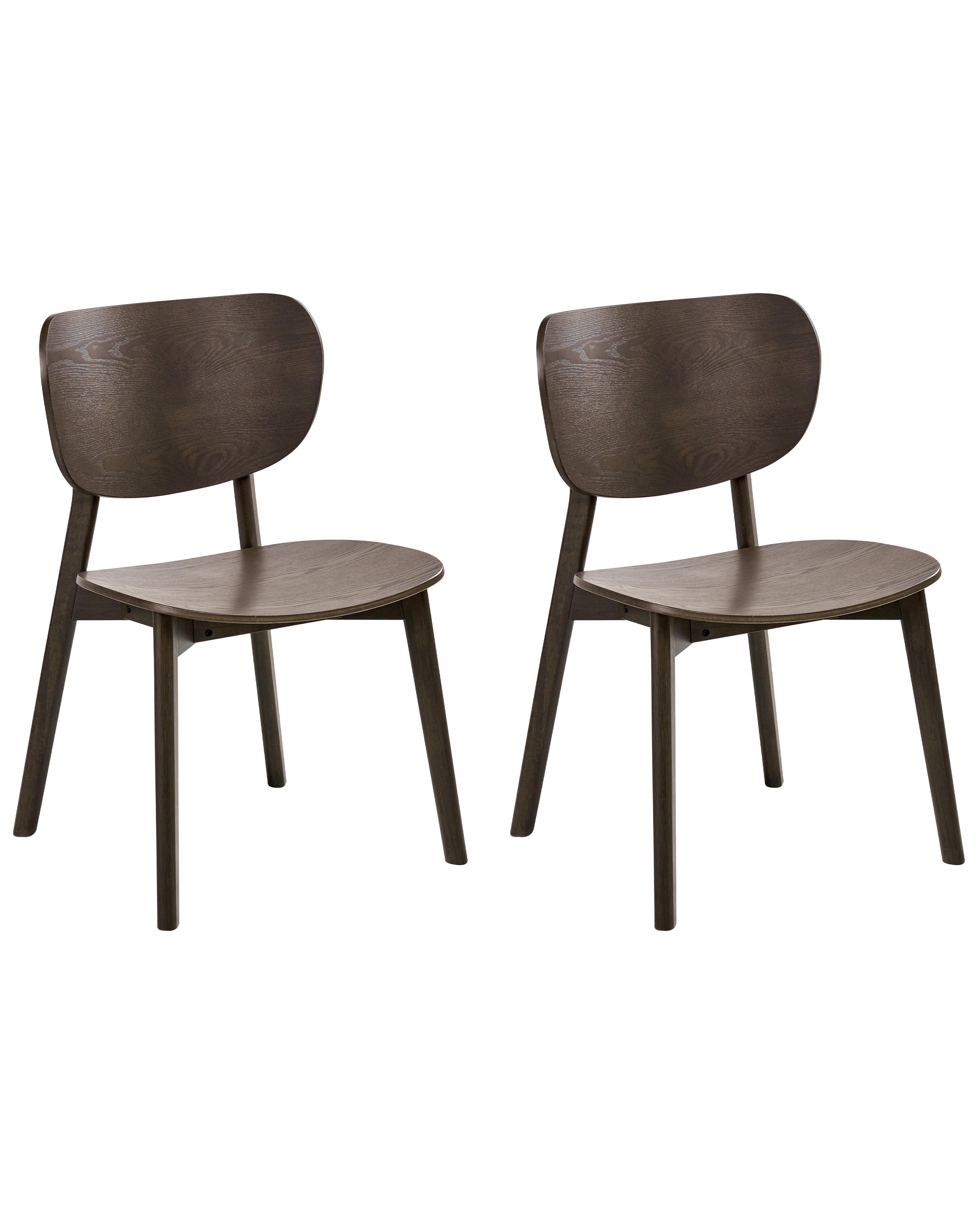 Set of 2 Dining Chairs OVERLY Wood Dark Brown