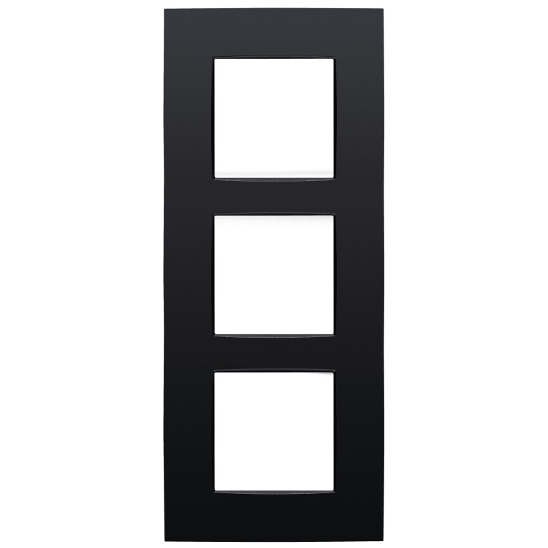 Plaque de recouvrement Intense triple verticale Matt Black NIKO