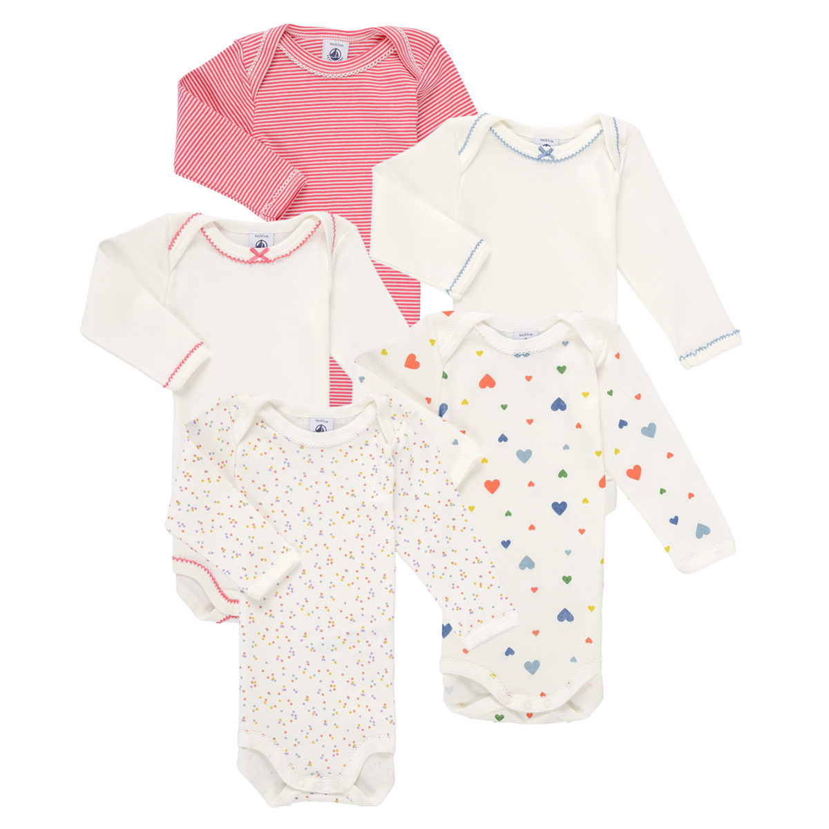 Petit Bateau - LOT BODIES X5 - White