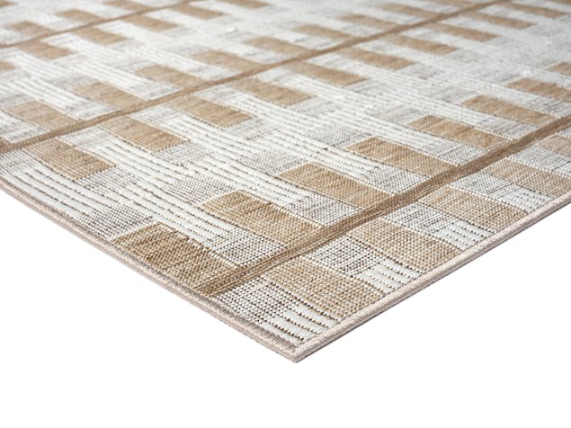 Krystal Brown and Ivory Geometric Flatweave Indoor Outdoor Rug