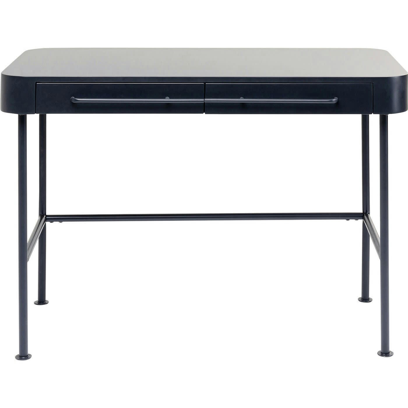 MONTIERI - Bureau 2 tiroirs gris foncé et acier