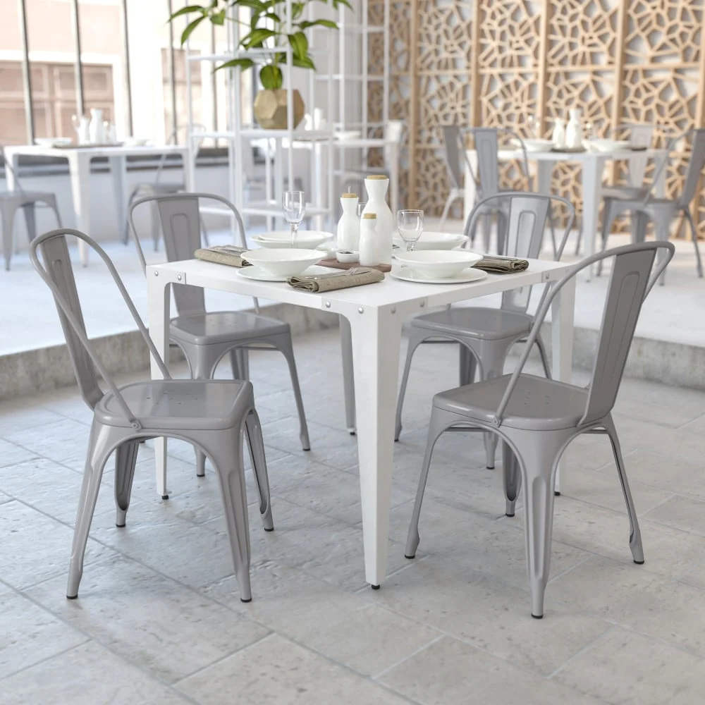 Metal Indoor/ Outdoor Stackable Bistro Chair (Set of 4)