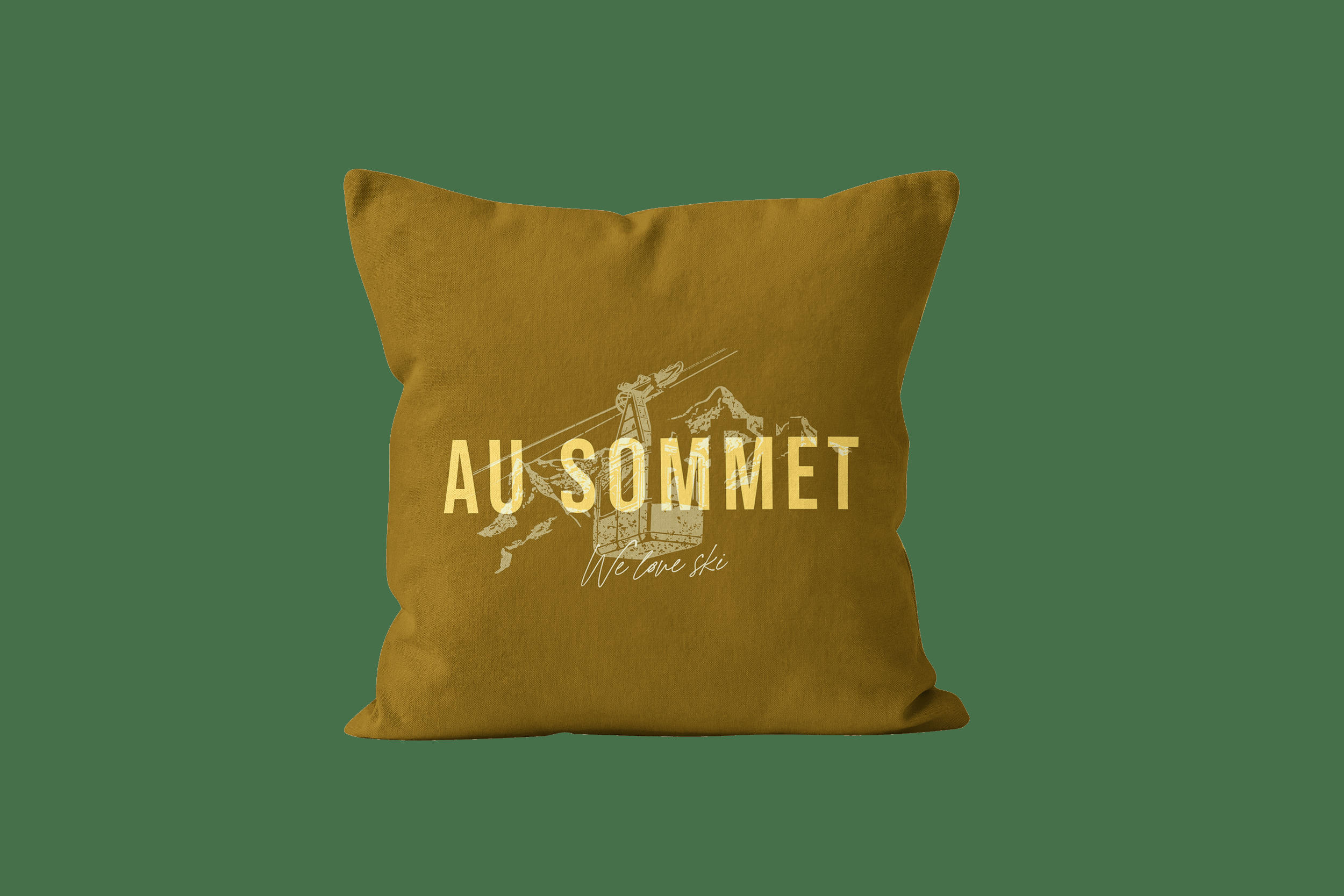 - Coussin déco hiver velours jaune 40x40cm