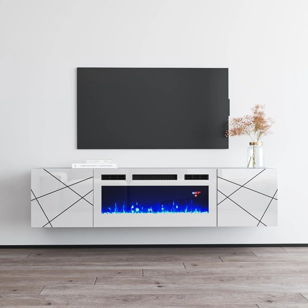 London WH-EF Electric Fireplace 63 TV Stand