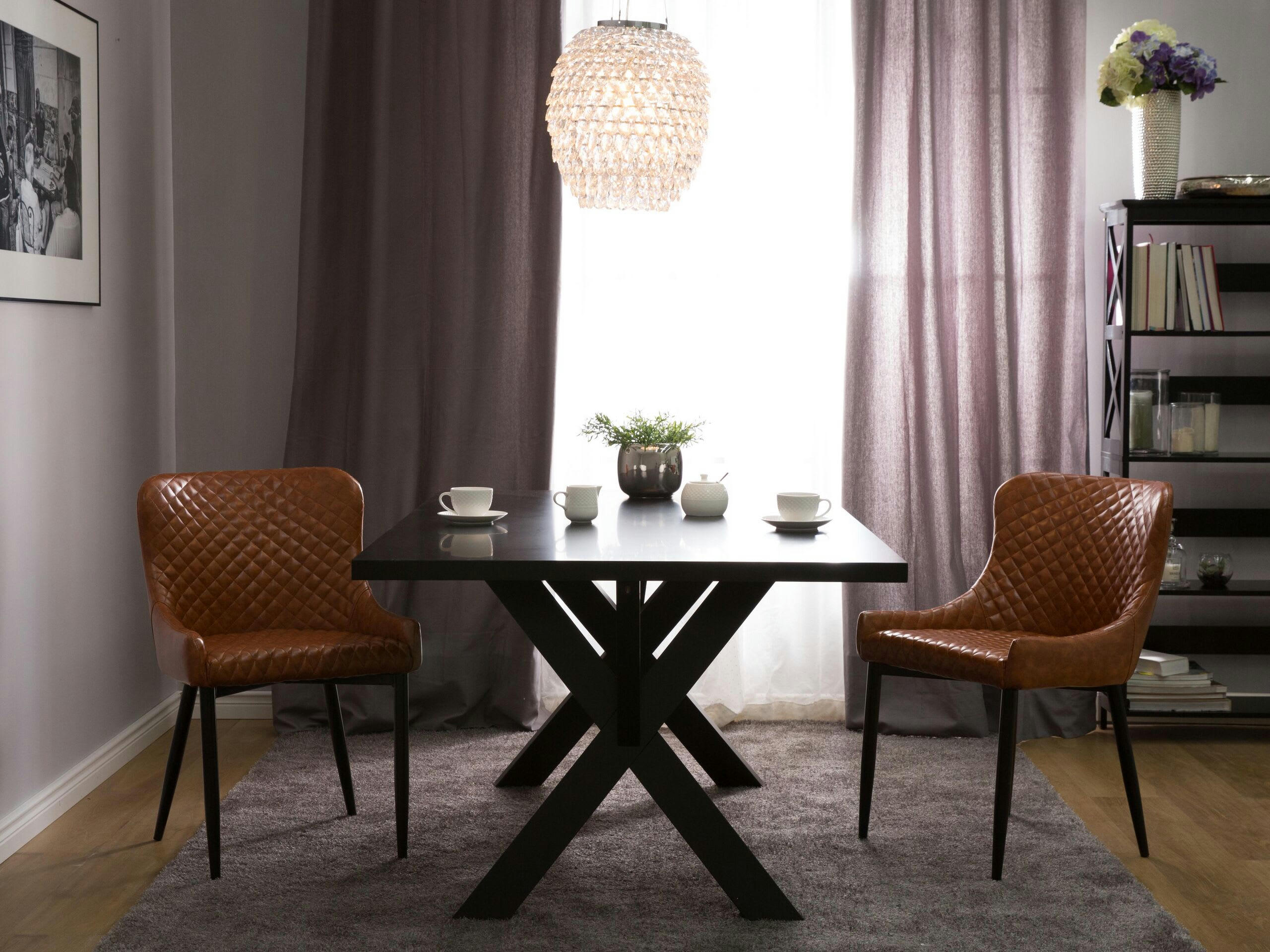 SOLANO - Lot de 2 chaises en cuir PU marron