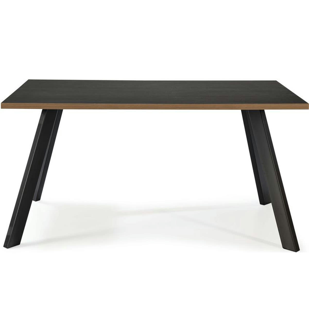 DOLY - Table à manger rectangulaire effet noyer / bois noir 160 cm