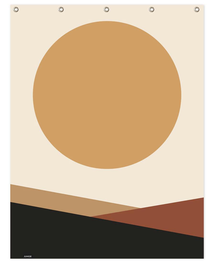 GOLDEN - Rideau de douche en polyester en blanc ivoire & marron 150x200