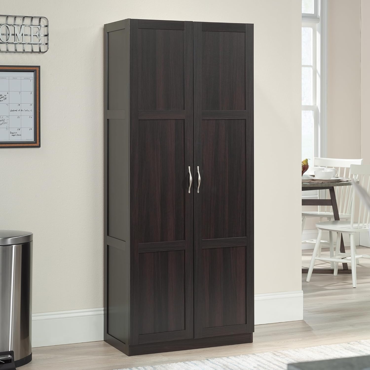 Sauder Storage Cabinet/ Pantry cabinets, 29.61  x D: 16.02  x H: 71.50, Cinnamon Cherry finish
