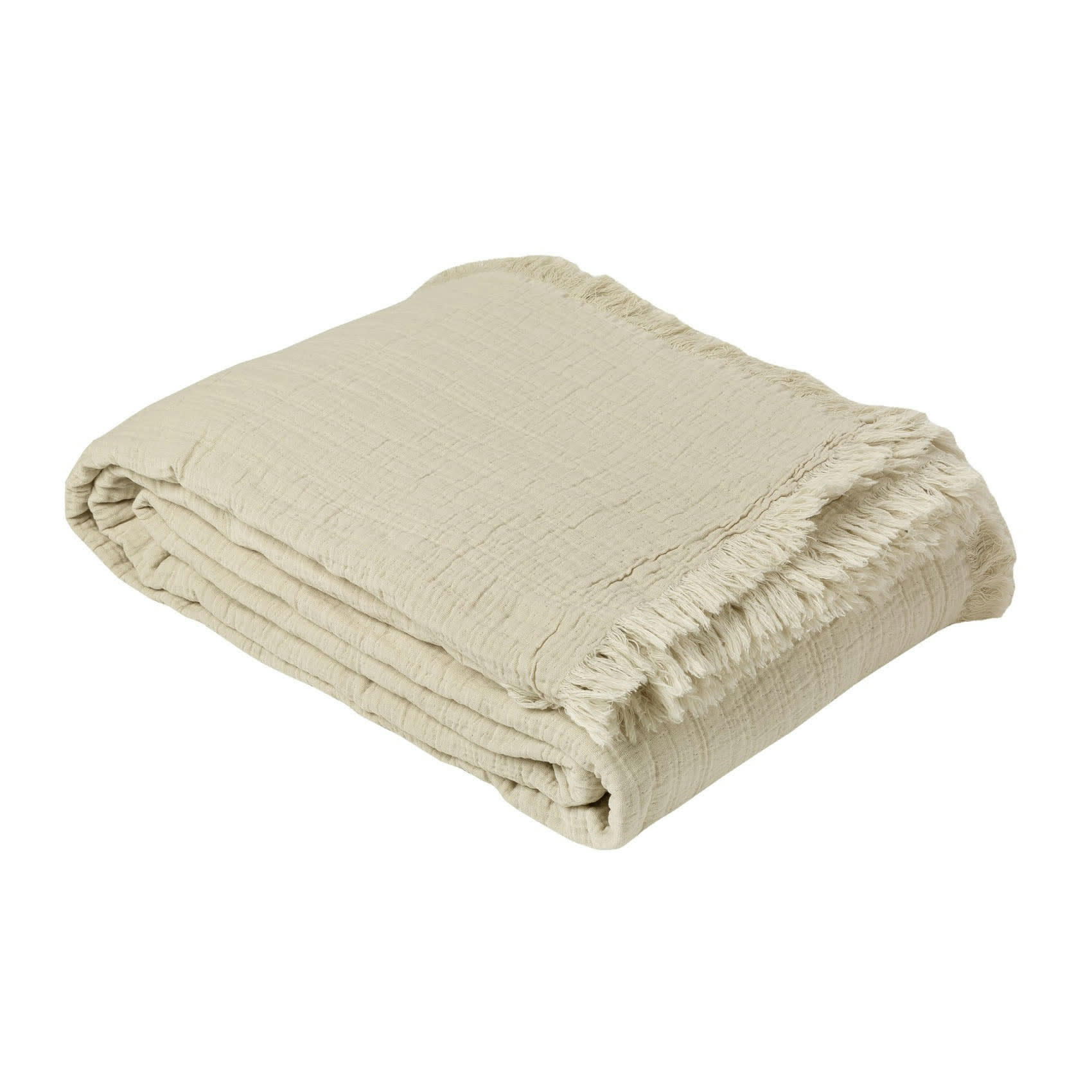 BREHAT - Dessus de lit gaze de coton gaze de coton/coton gris galet 180x250 cm