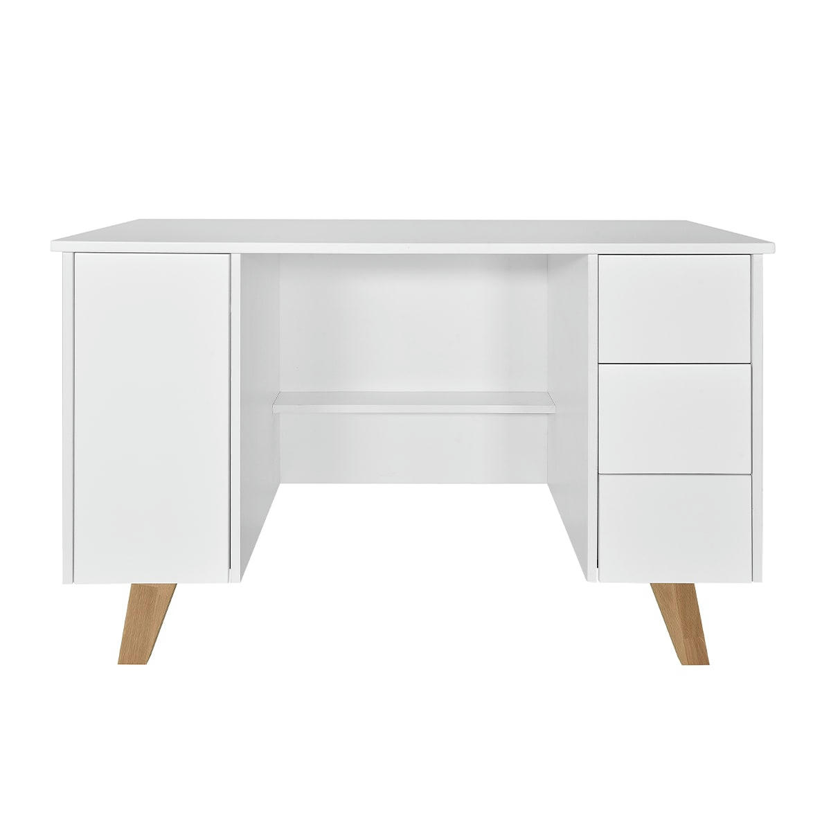 ZARA - Bureau 3 tiroirs 1 porte blanc