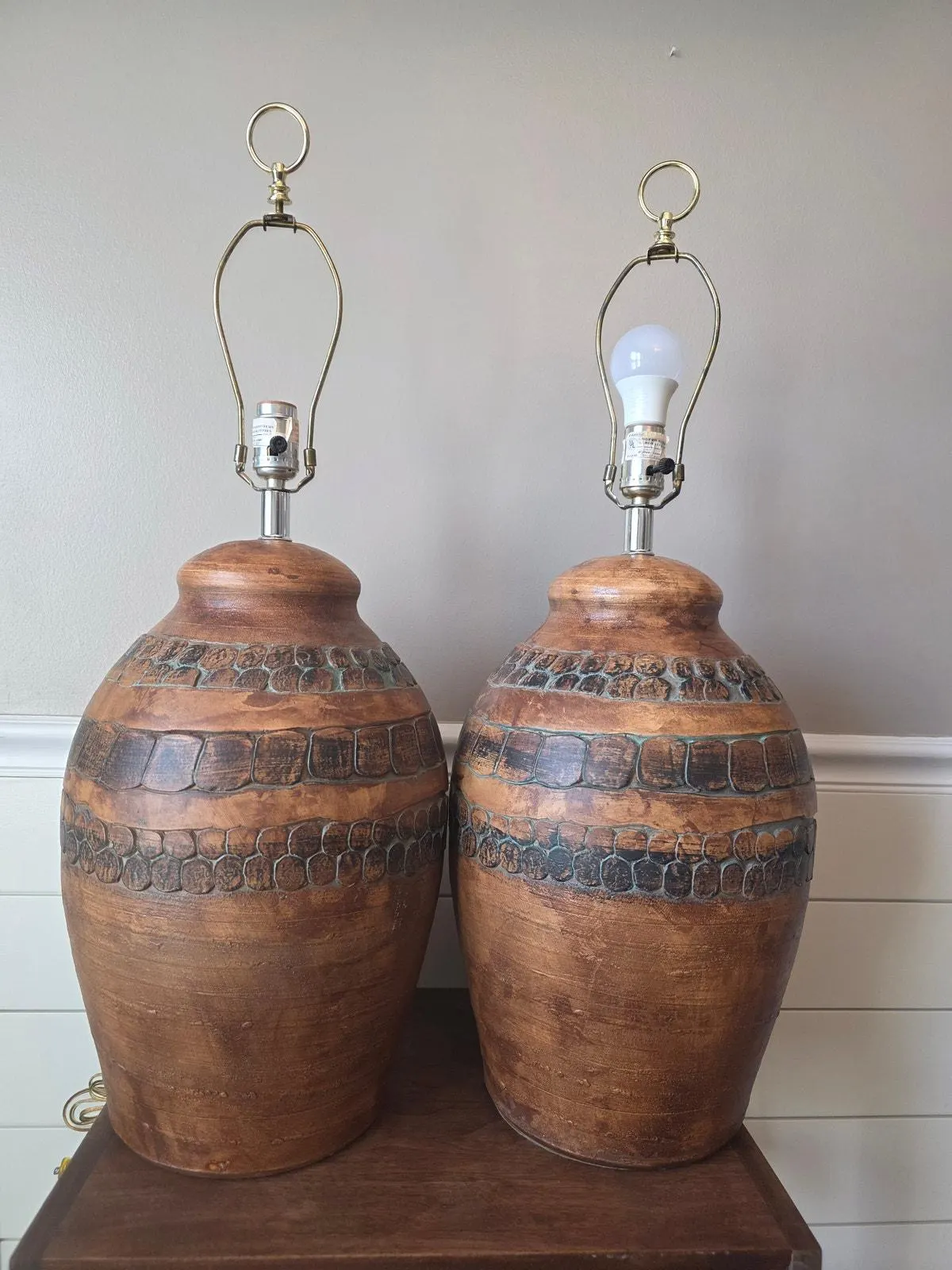 VTG (2) Elite Lighting Boho Ceramic Circles Table LampsElite Lighting