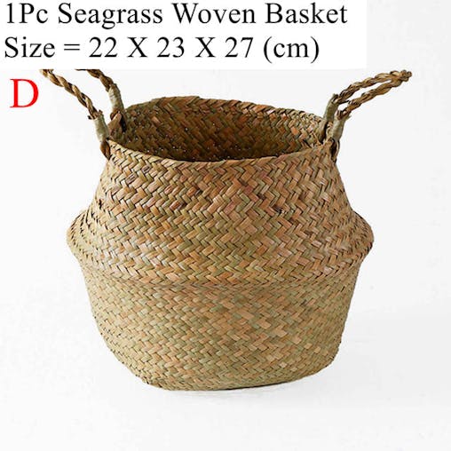 NNEOBA Seagrass Storage Basket Wicker Basket Work Rattan Hanging Planting Flower Pot Laundry Cesta Mimbre Basket Picnic Basket