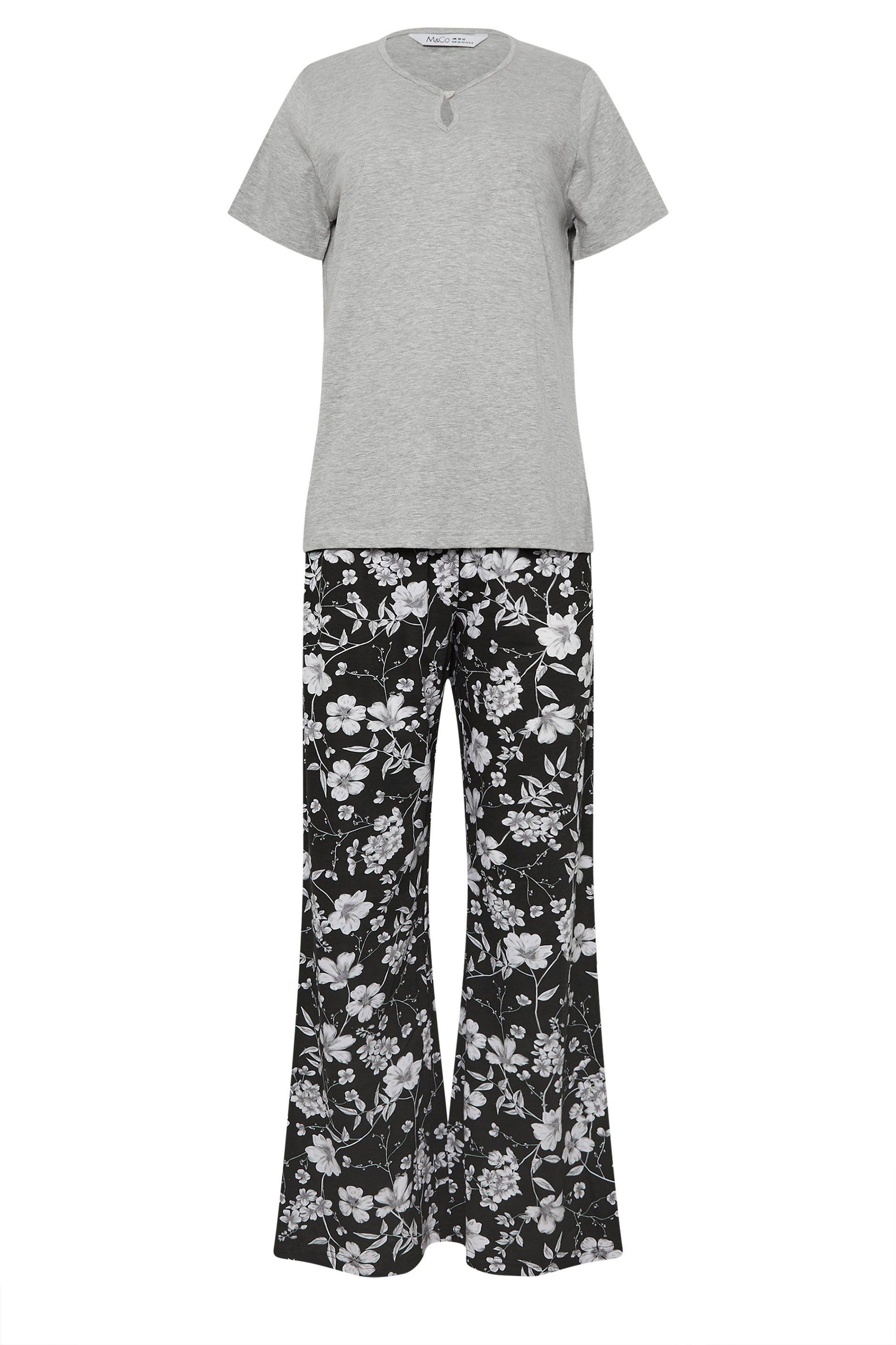 M&Co Floral Print Cotton Wide Leg Pyjama Set