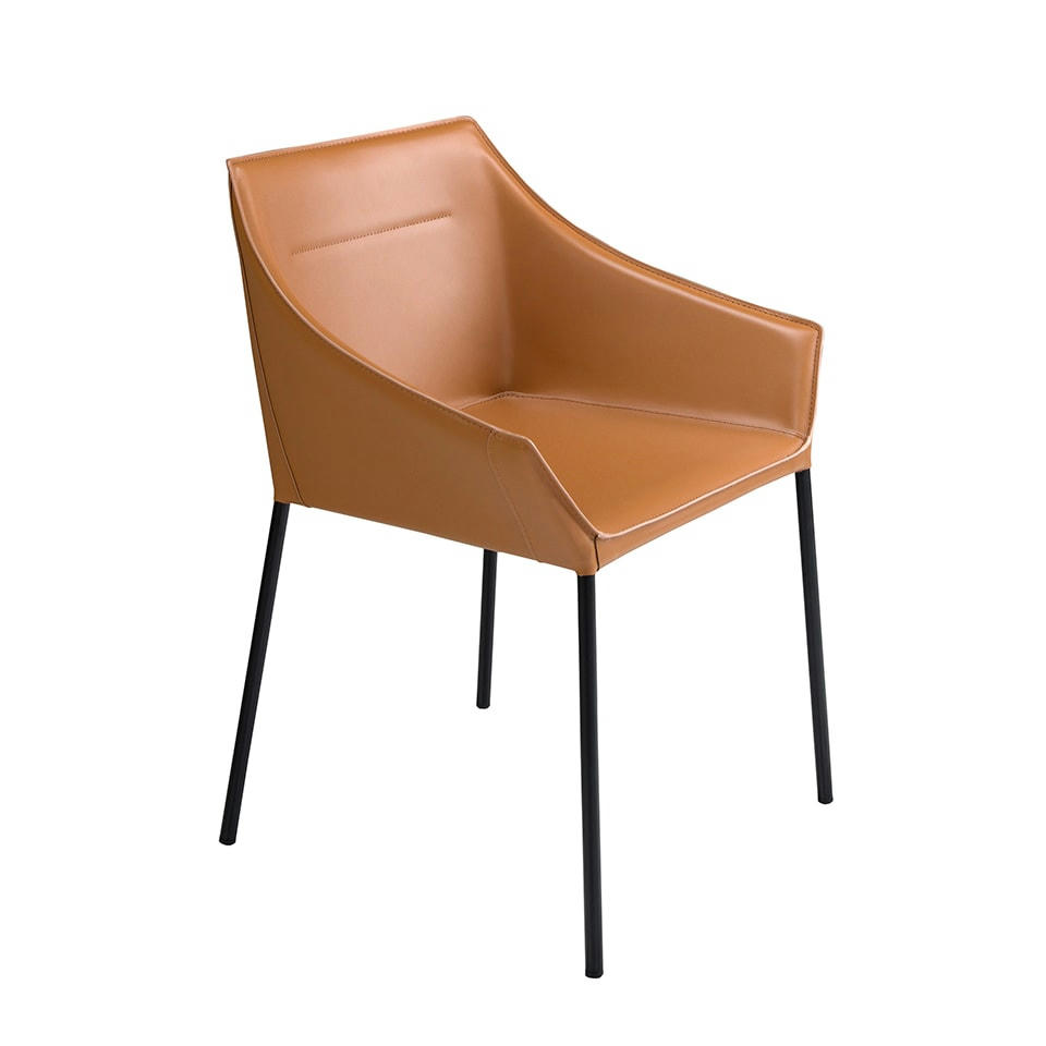 - Chaise en croûte de cuir marron