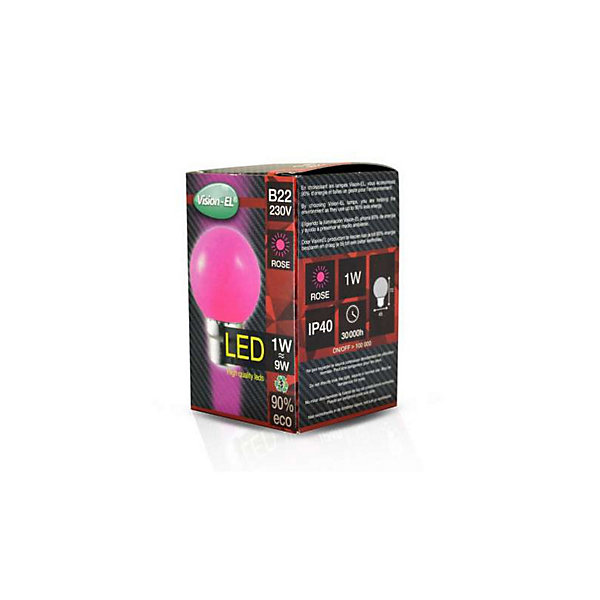 LED VISION-EL 1 W BULB B22 ROSE BOITE