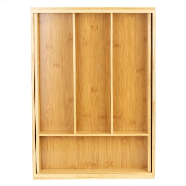 Expandable Bamboo Utensil Tray, Natural