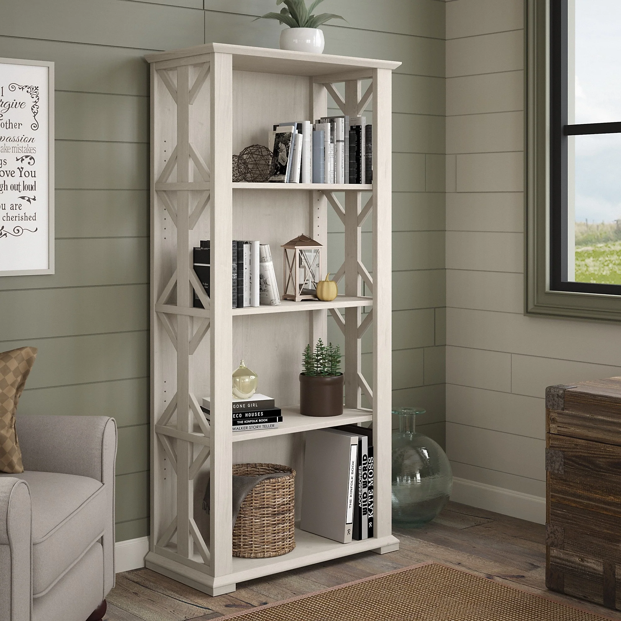Homestead 4 Shelf Farmhouse Bookcase by Bush Furniture