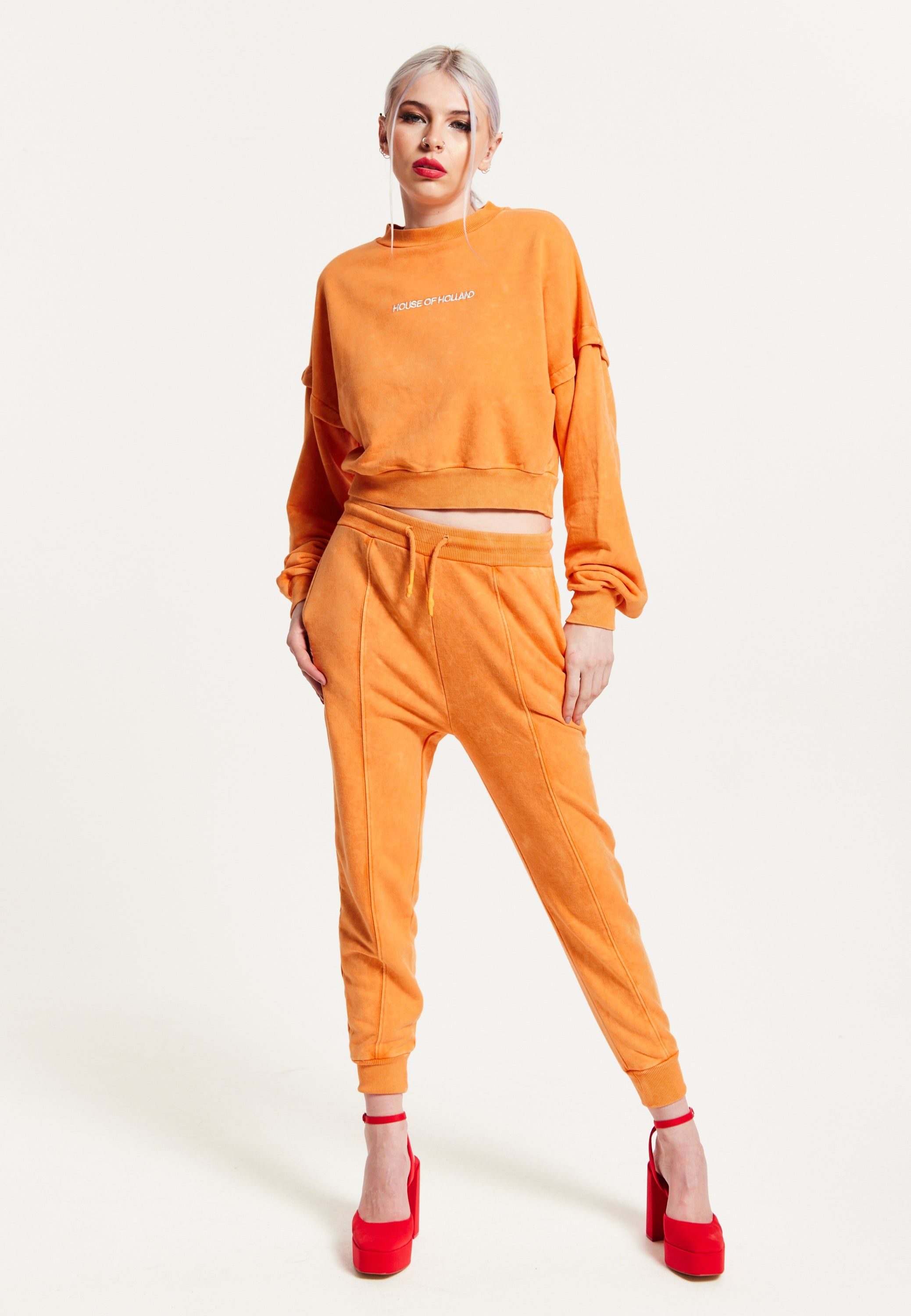 House of Holland Sweatshirt in Orange with Logo